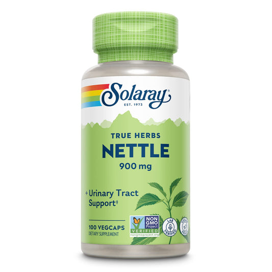 Bottle of SOLARAY Nettle Leaf 900 mg vegan capsules