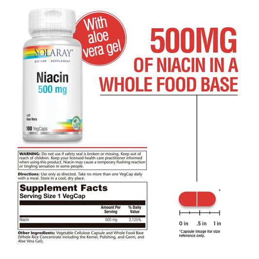 SOLARAY Niacin bottle label with supplement facts