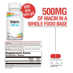 SOLARAY Niacin bottle label with supplement facts