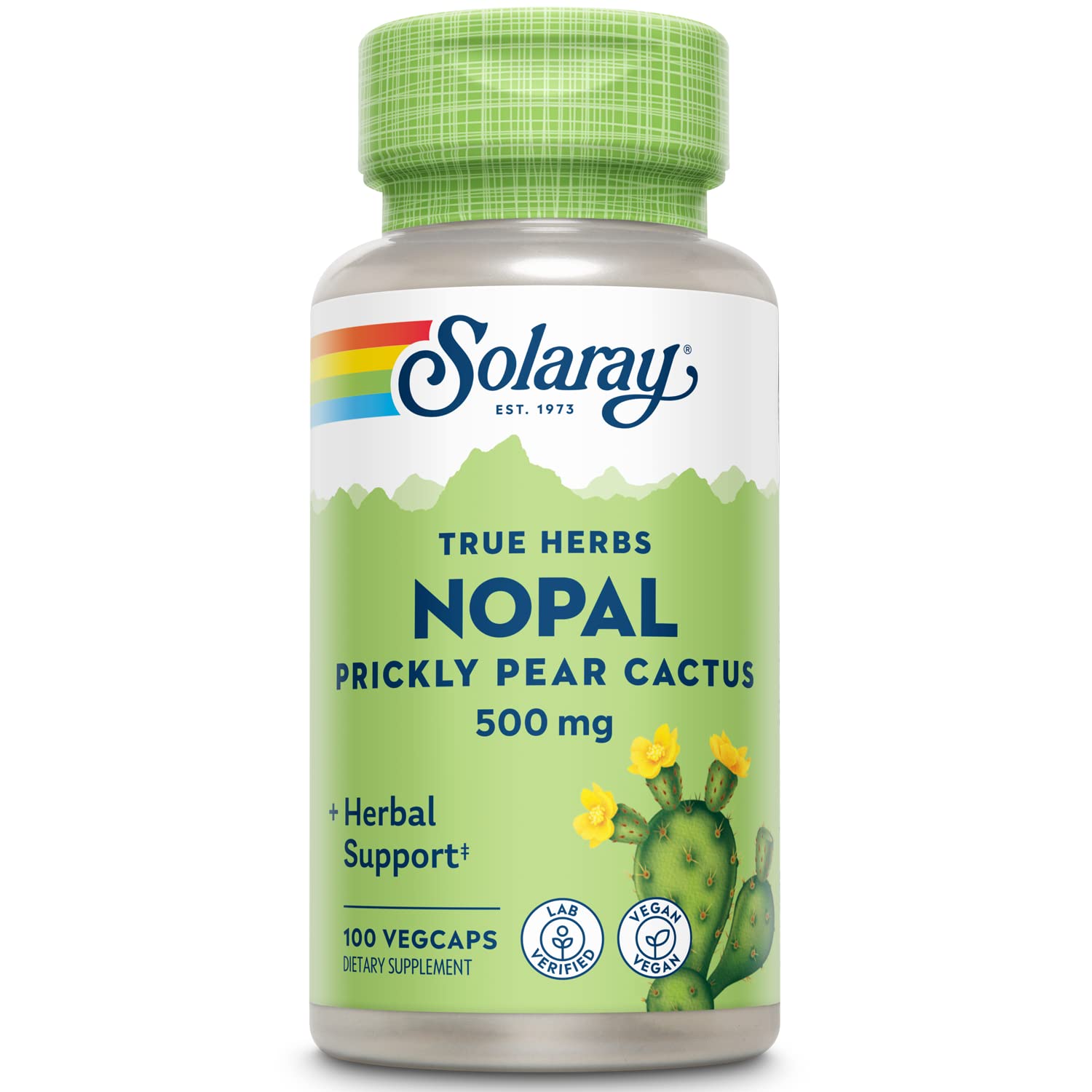 Solaray Nopal Prickly Pear Cactus 500 mg bottle label