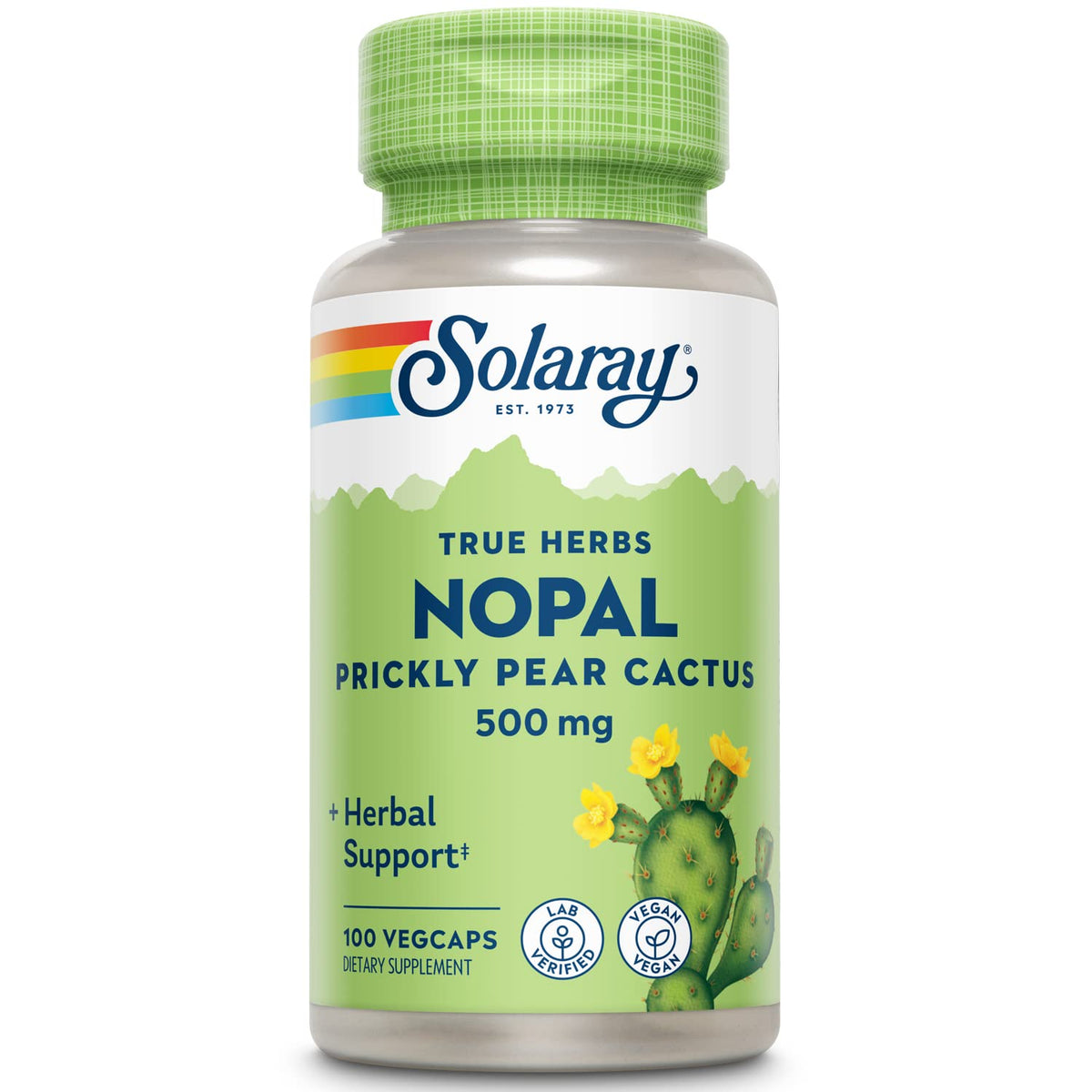 Solaray Nopal Prickly Pear Cactus 500 mg bottle label