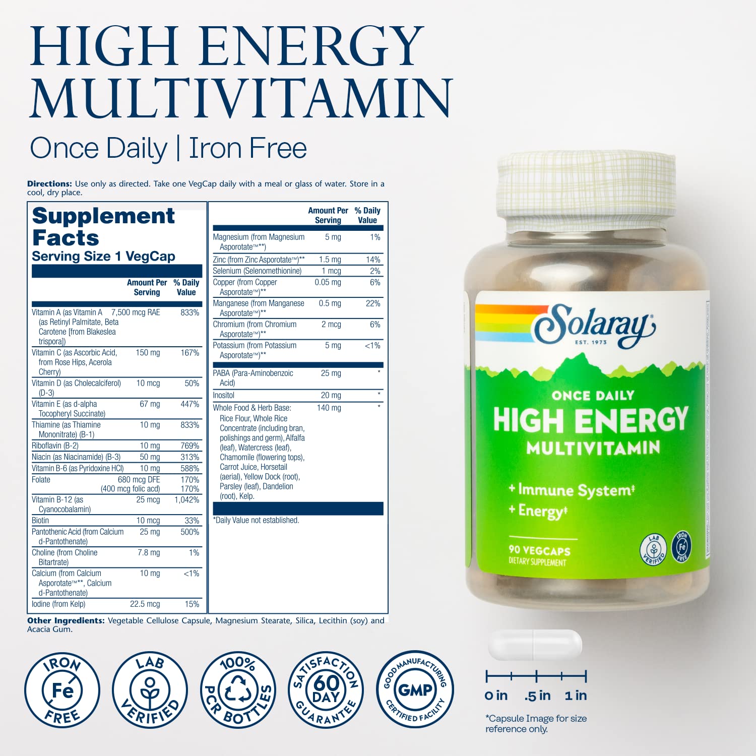 Close-up of SOLARAY multivitamin vegetarian capsule