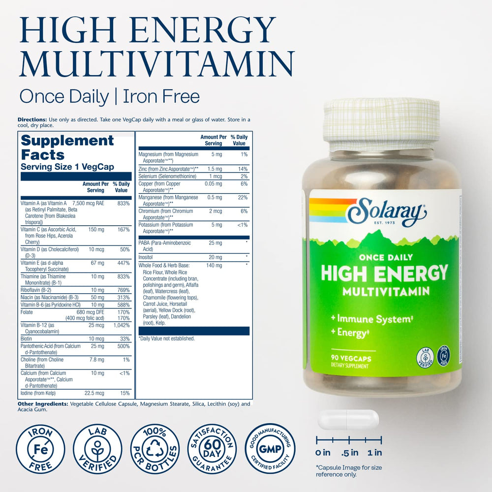 Close-up of SOLARAY multivitamin vegetarian capsule