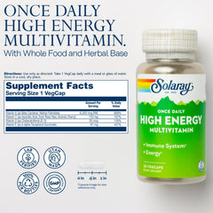 Solaray multivitamin bottle back label with ingredients