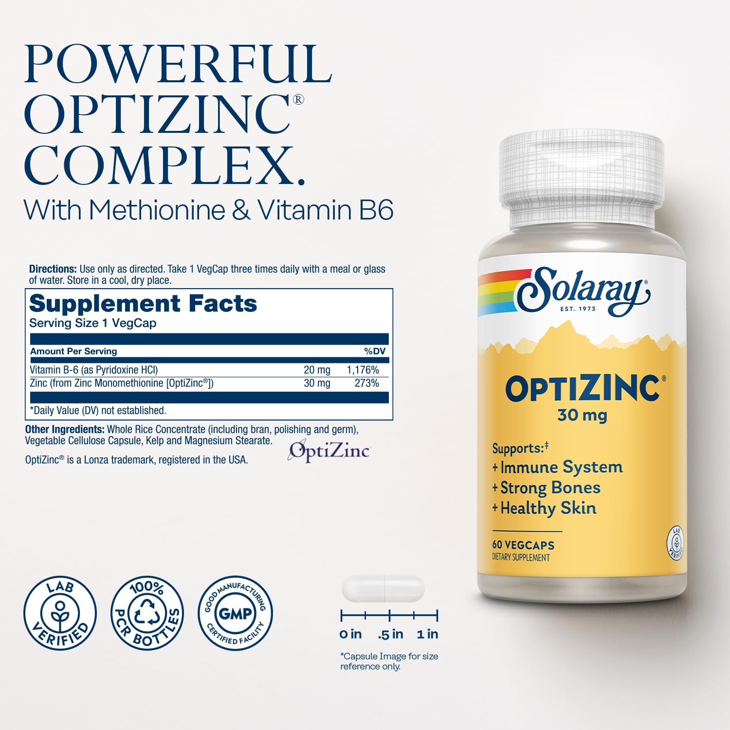 Vitamin B6 alongside zinc supplement imagery