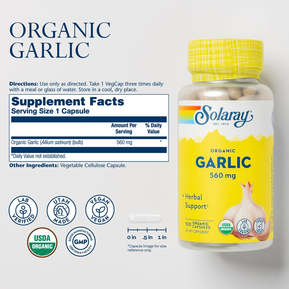 Eco-friendly PCR bottle packaging for Solaray Garlic Pills