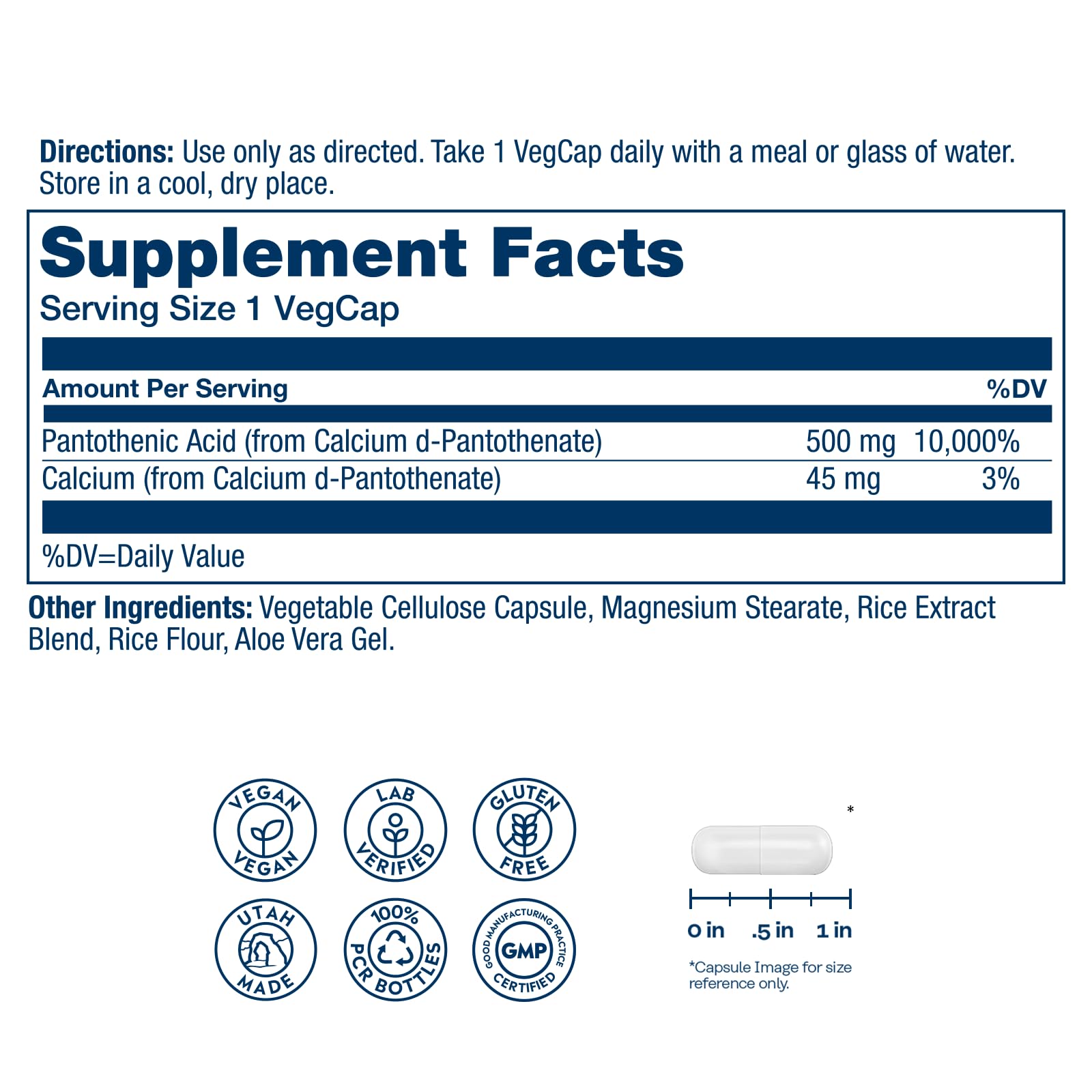 Close-up of Pantothenic Acid VegCaps