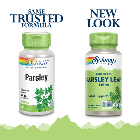 SOLARAY Parsley Capsules bottle back label with supplement facts