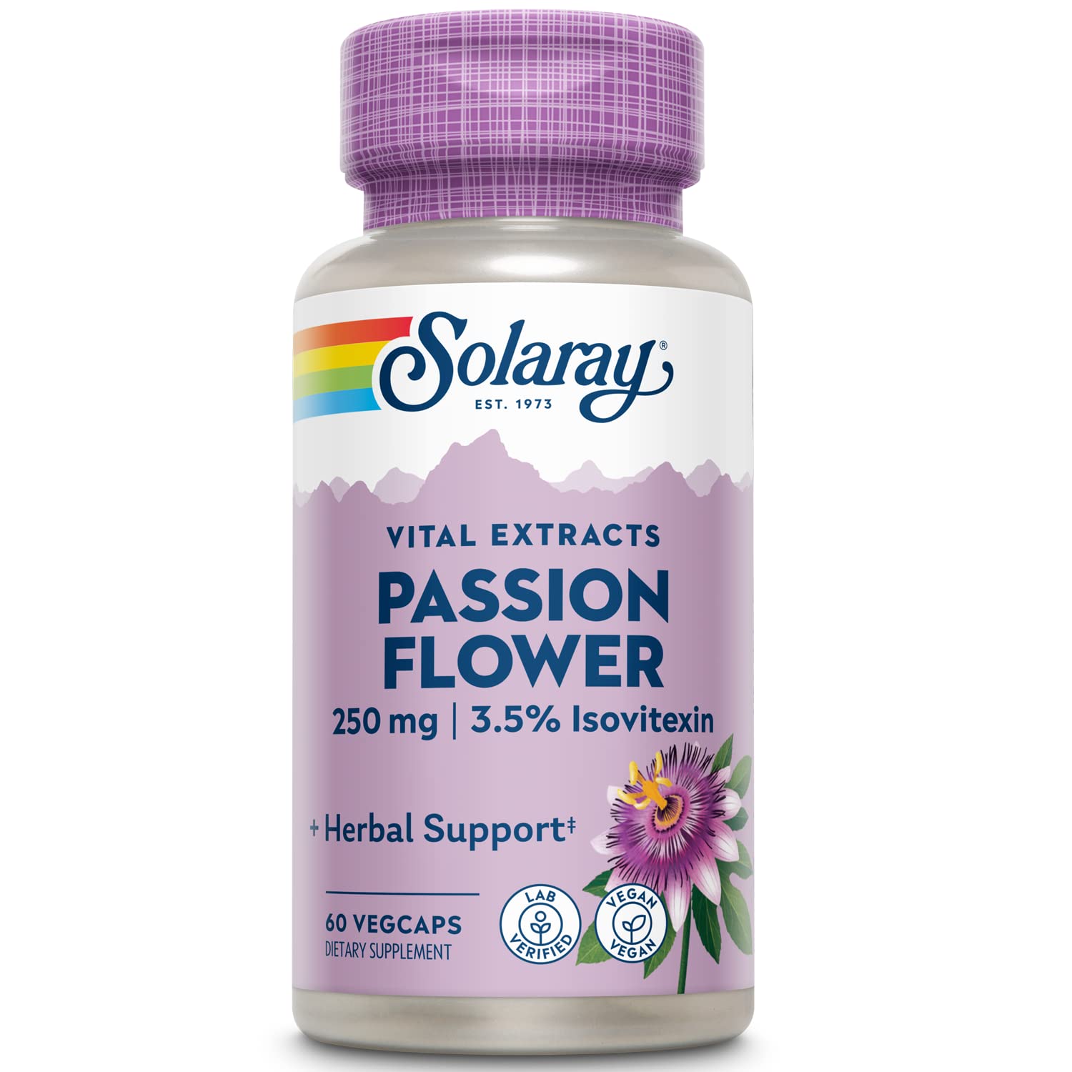 SOLARAY Passion Flower Extract 250 mg bottle, 60 count