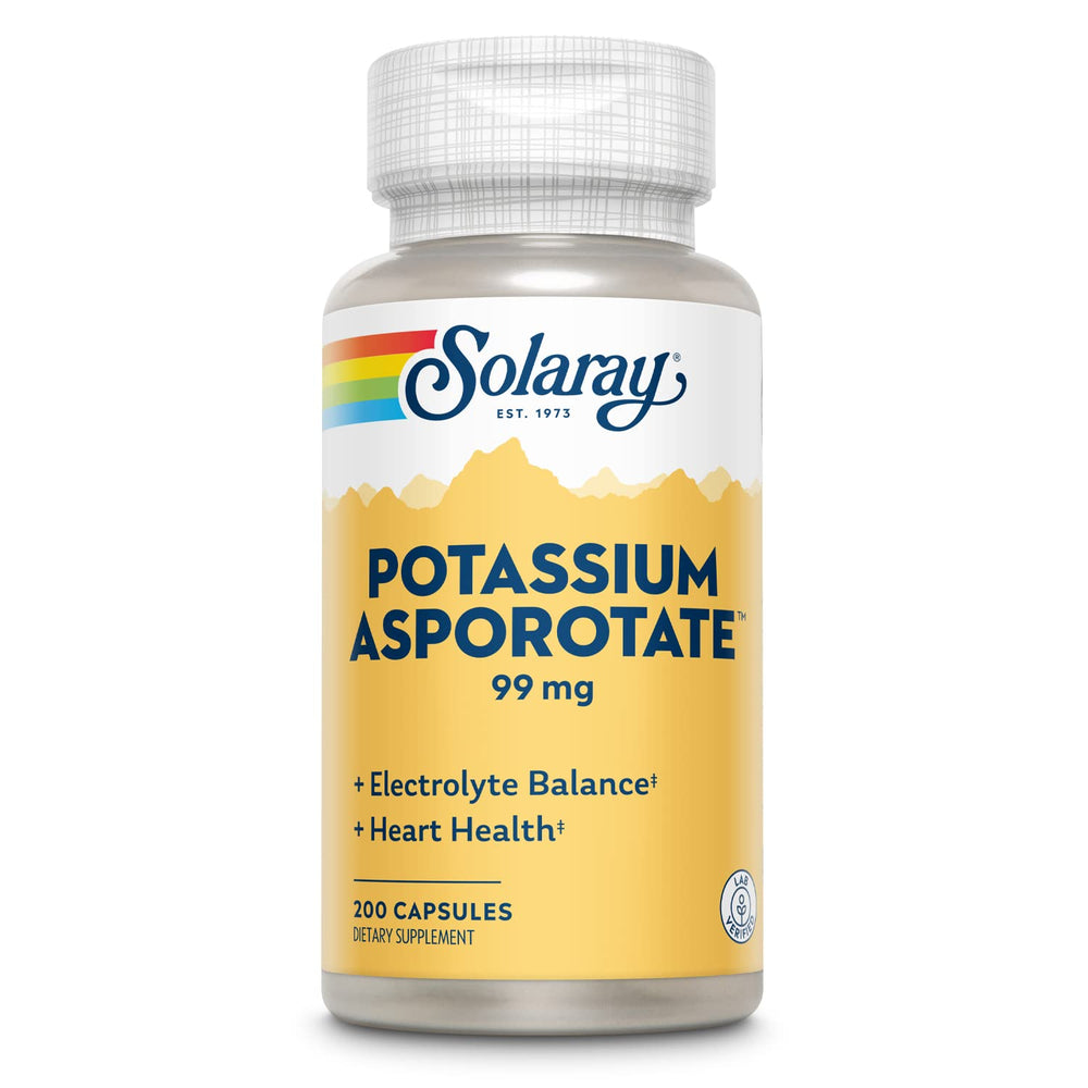 Nutrition facts panel for Solaray Potassium Asporotate 99 mg