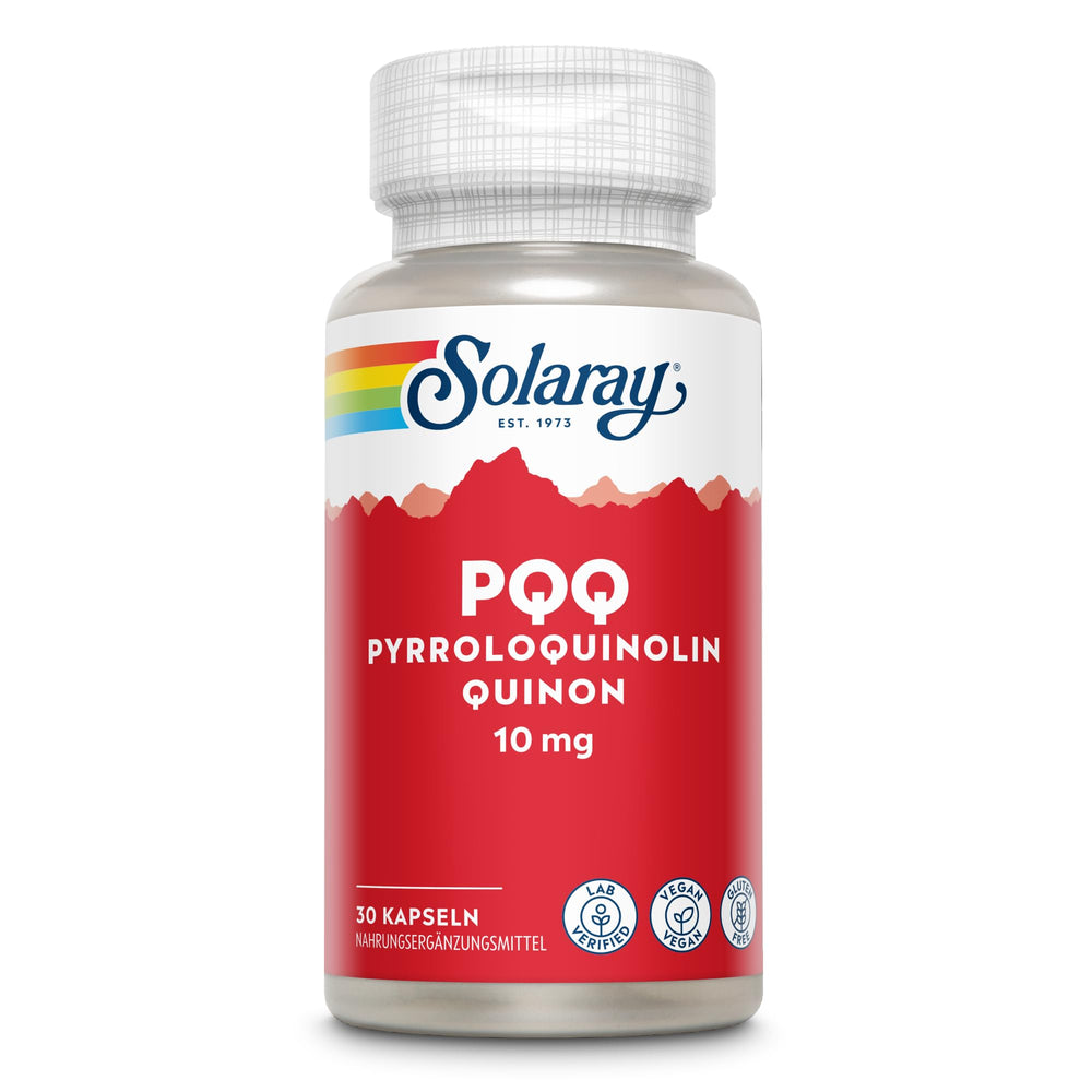 Close up of SOLARAY PQQ 10 mg label