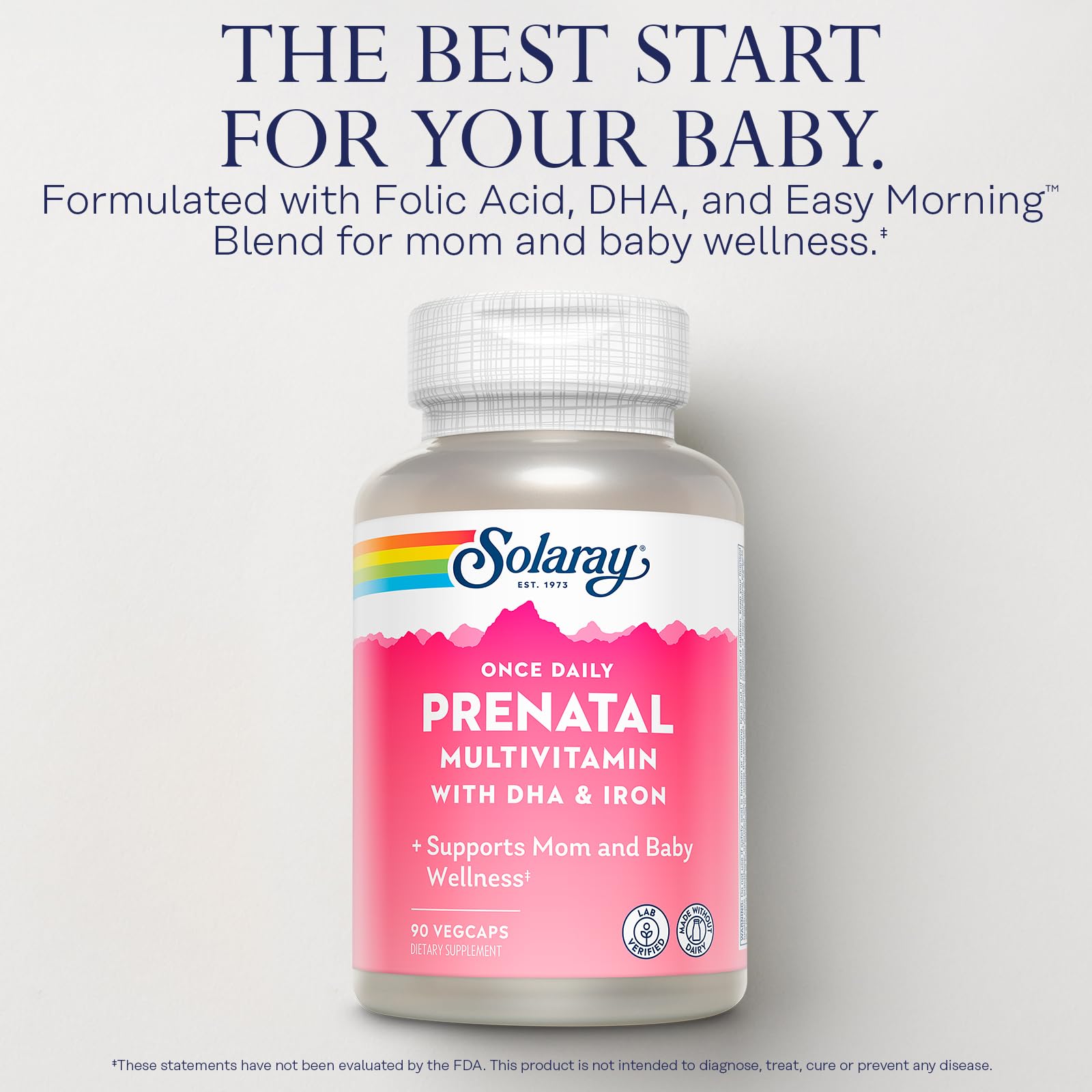 Solaray prenatal vitamins bottle highlighting 90 servings