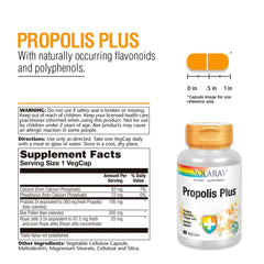 SOLARAY Propolis Plus bottle on wooden surface