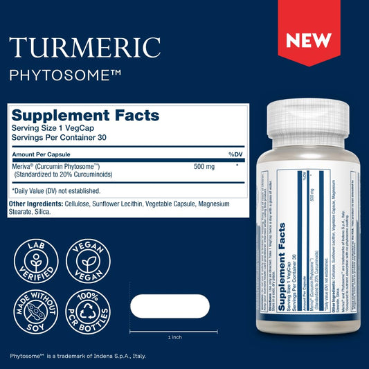Close-up of ProSorb Turmeric capsules with Meriva Phytosome label
