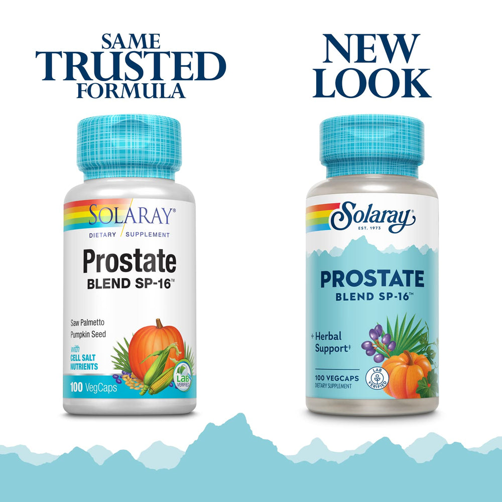 Close-up of SOLARAY Prostate Blend SP-16 VCapsules bottle label