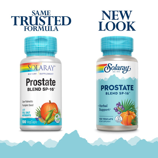 Close-up of SOLARAY Prostate Blend SP-16 VCapsules bottle label