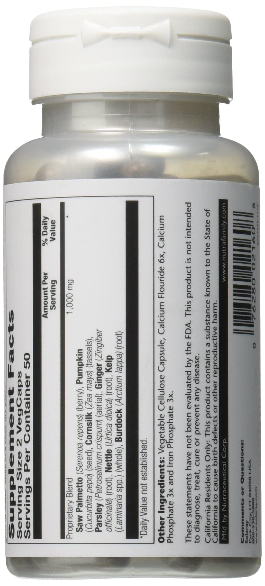 SOLARAY Prostate Blend SP-16 VCapsules packaging and bottle