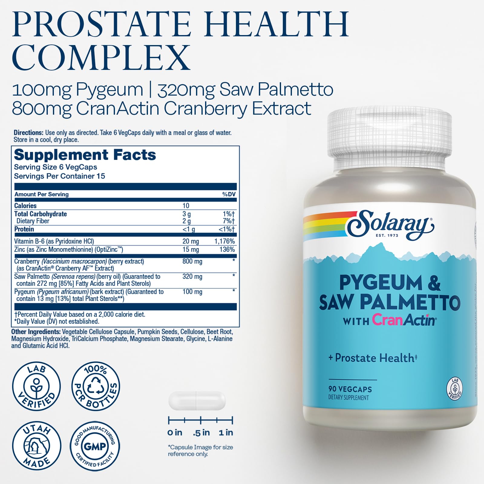 Herbal capsules of Pygeum and Saw Palmetto with Cranactin