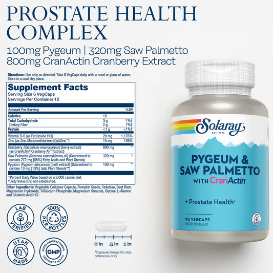 Herbal capsules of Pygeum and Saw Palmetto with Cranactin