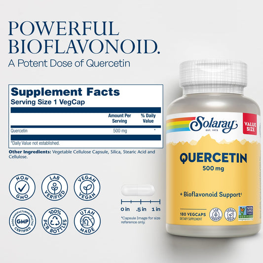 SOLARAY Quercetin 500mg bottle label with ingredients