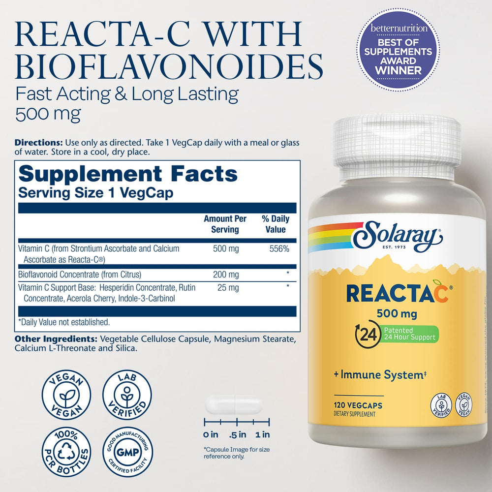 Reacta-C immune-support capsules and label