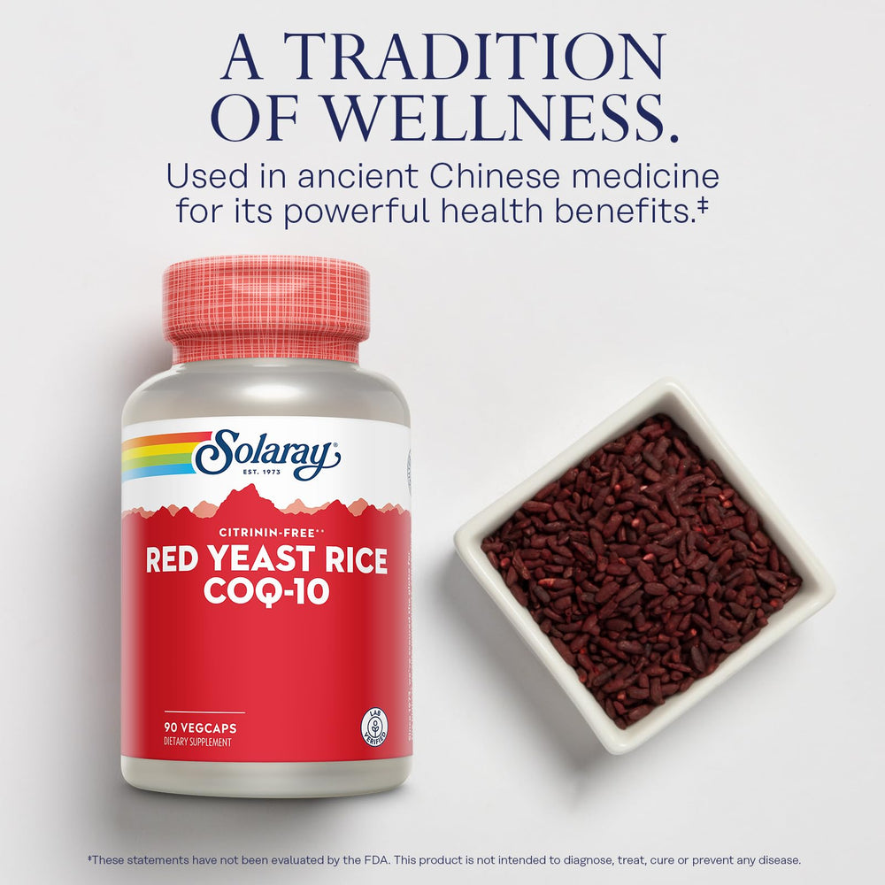 Nutrition label for Solaray Red Yeast Rice CoQ-10 Niacin supplement