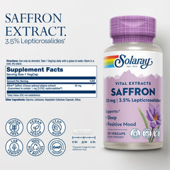 Close-up side view of SOLARAY saffron extract bottle