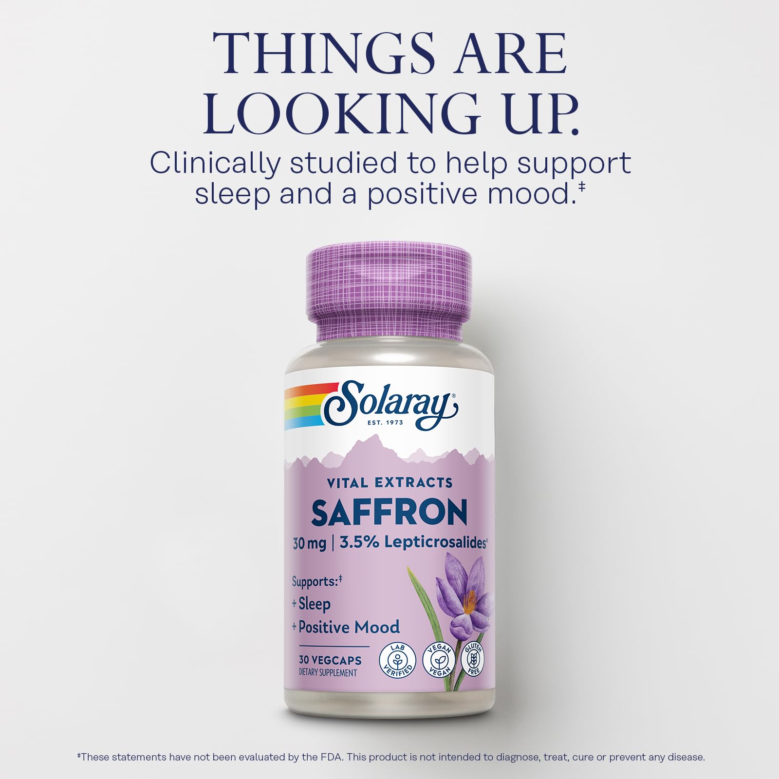 Close-up of SOLARAY saffron extract capsules