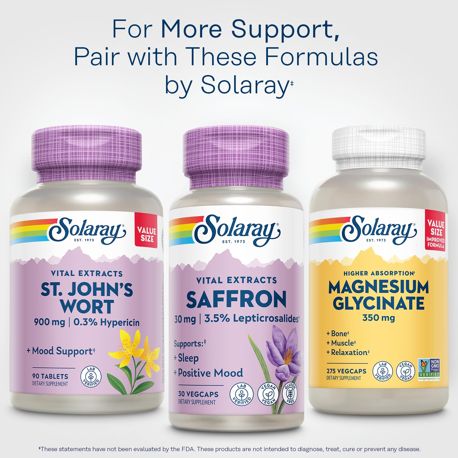 Eco-friendly packaging and product information for SOLARAY saffron extract