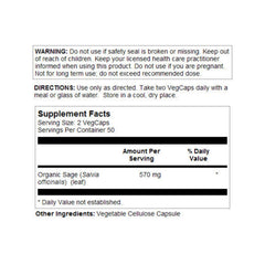 Organic Non-GMO vegan certification on Sage Leaf packaging
