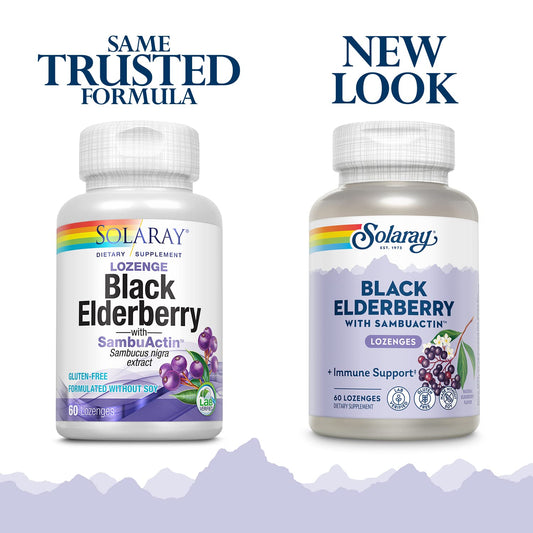 Solaray SambuActin Elderberry Extract 60 Lozenges box and lozenges
