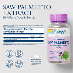 SOLARAY Saw Palmetto berry oil softgel, demonstrating standardized strength for men.