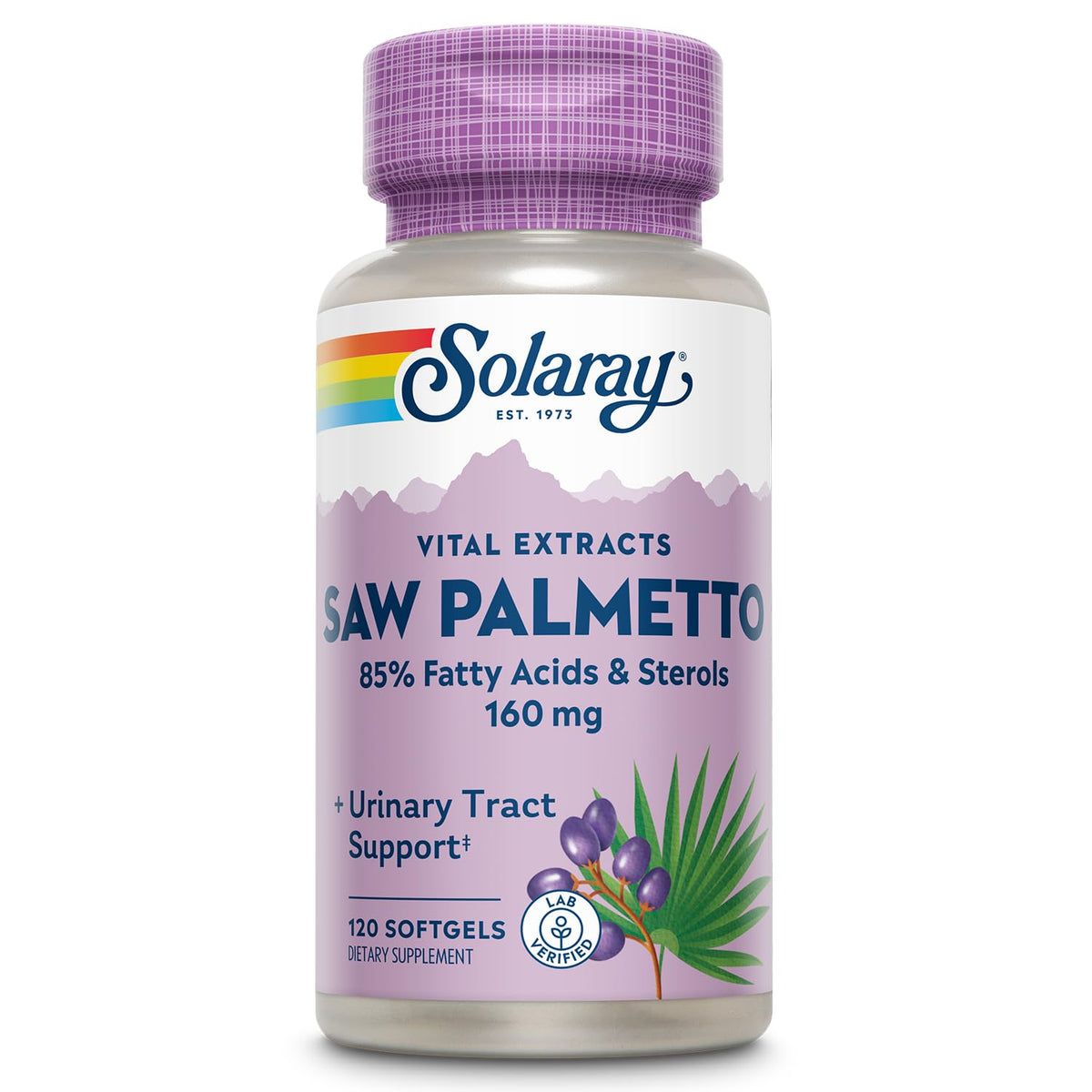 SOLARAY Saw Palmetto Extract bottle with 120 softgels - hero image