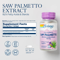 Nutritional ingredients panel for SOLARAY Saw Palmetto Extract