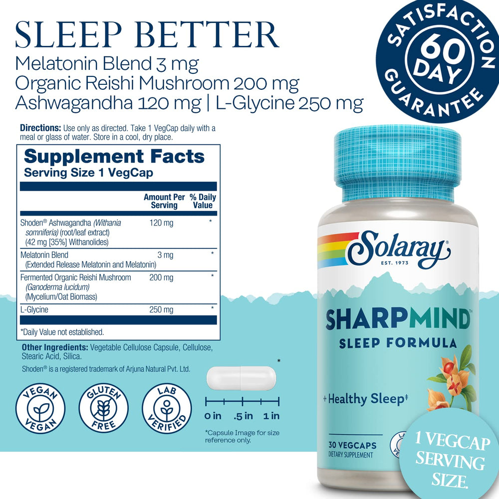 SOLARAY SharpMind Sleep – 3 mg melatonin label