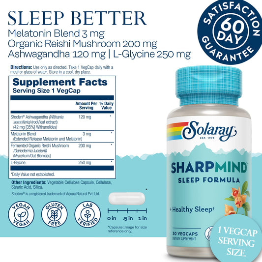 SOLARAY SharpMind Sleep – 3 mg melatonin label
