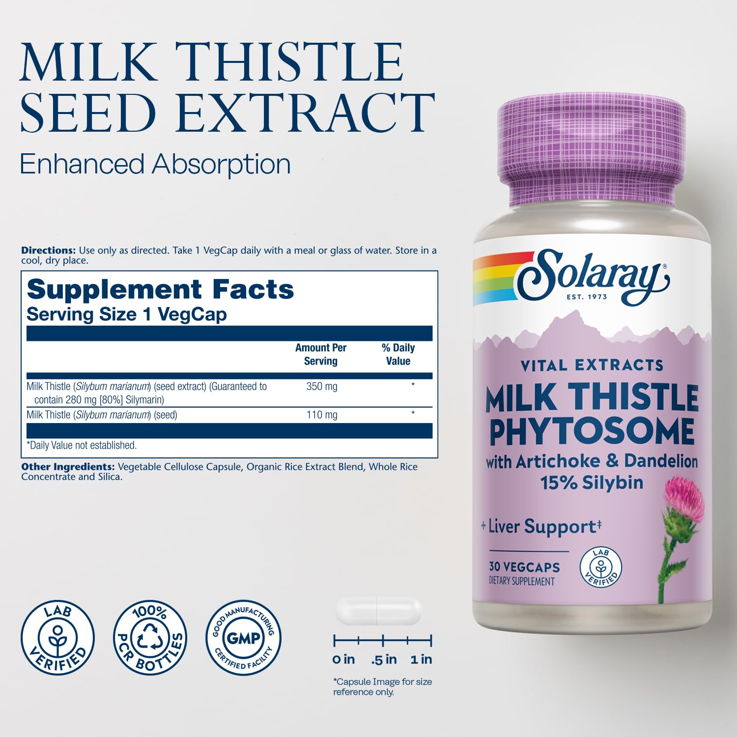 Label showing 30 mg silybin per serving