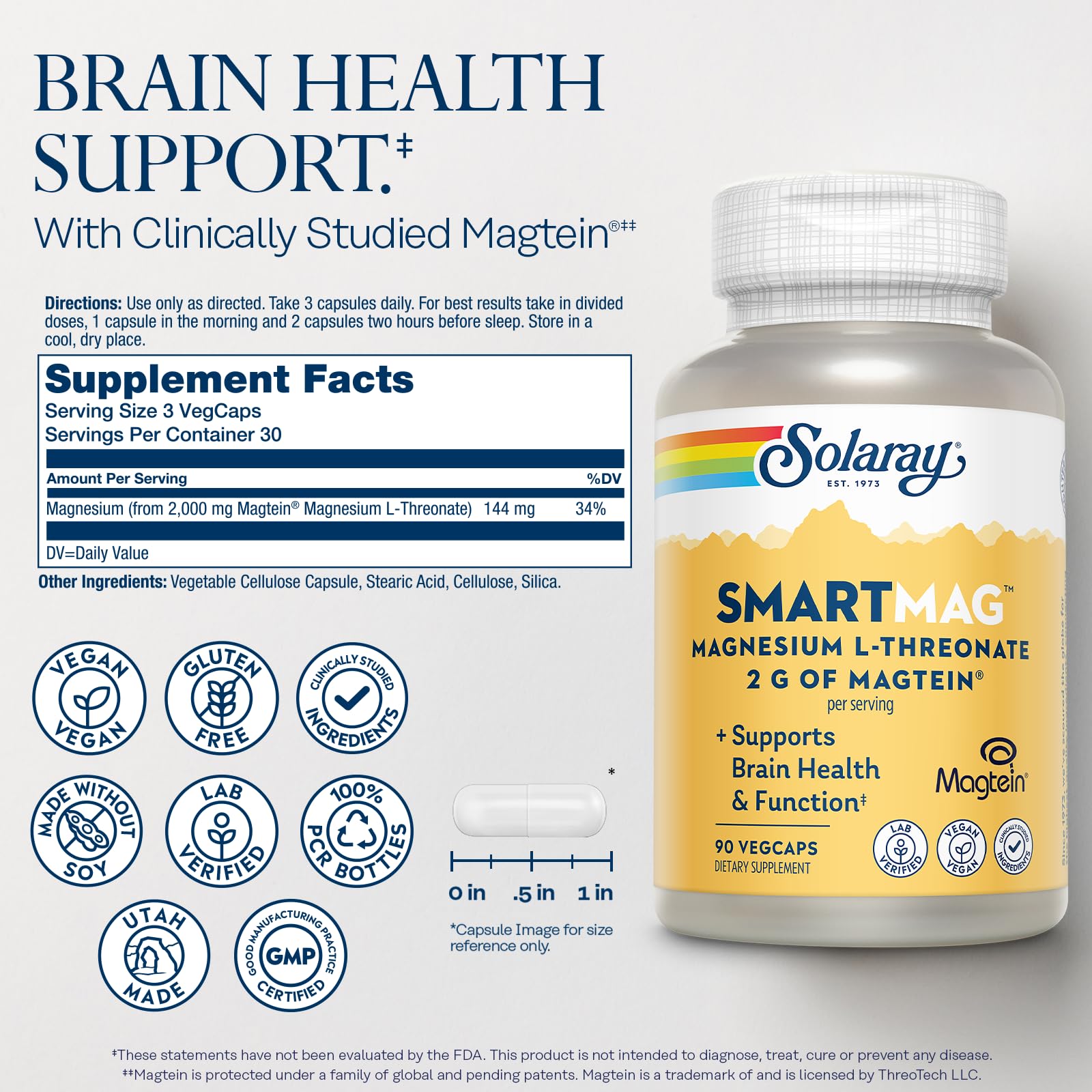 Close-up of Magtein Magnesium L-Threonate capsules