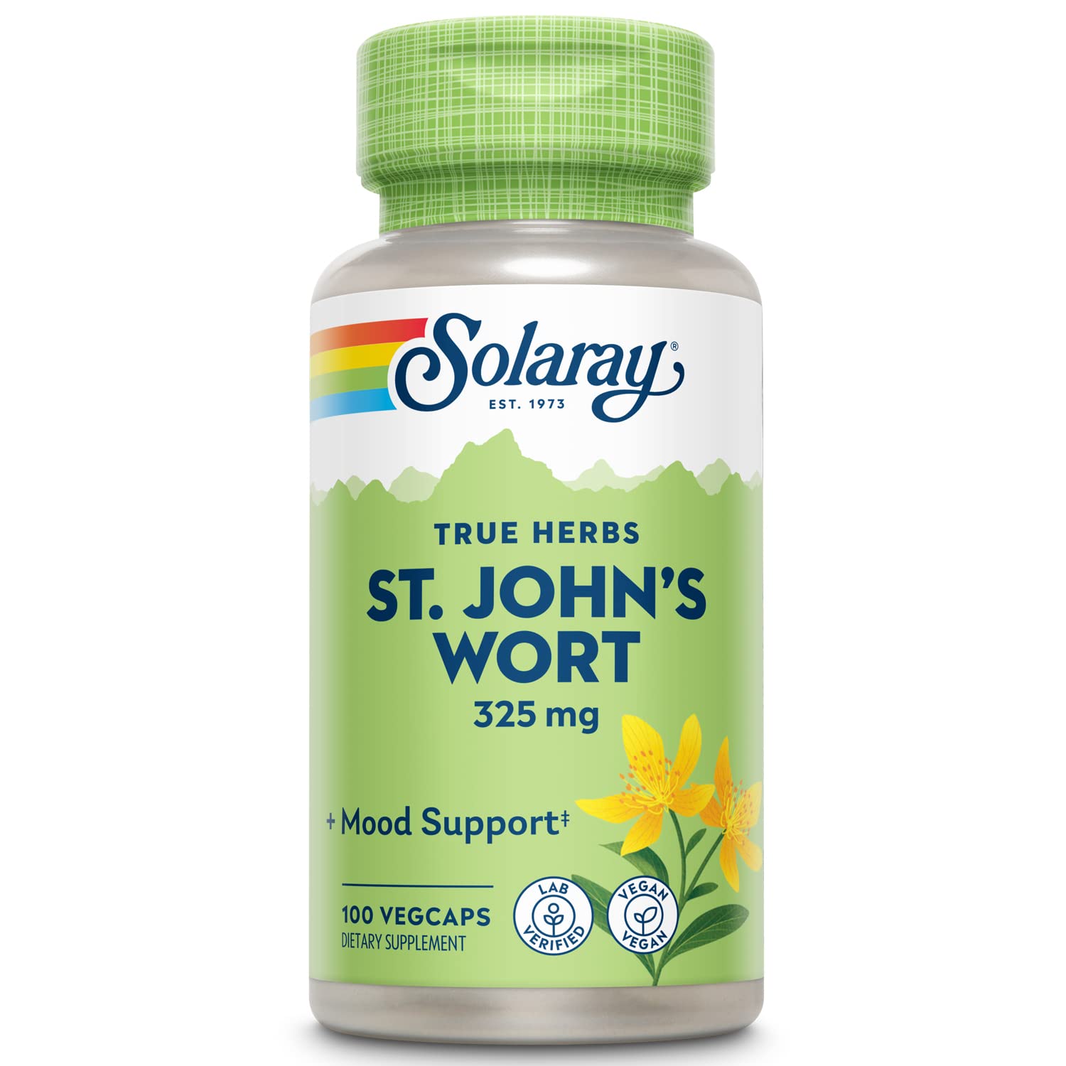 SOLARAY St Johns Wort 325 mg bottle – 100 count on white background