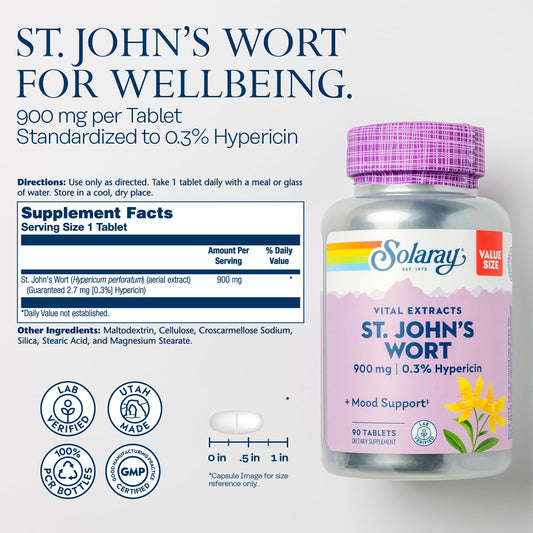One daily 900mg St Johns Wort tablet serving