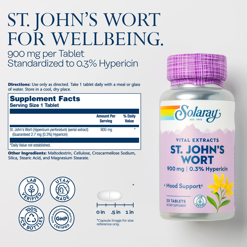 One daily tablet serving of SOLARAY St John's Wort
