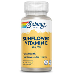 Solaray Vitamin E Sunflower Softgel bottle packaging, 400 IU, 60 softgels