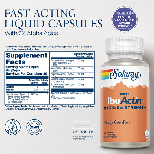 Close-up of Solaray Super IbuActin label