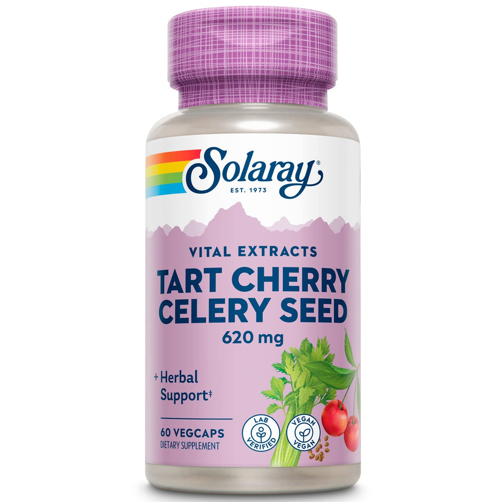 SOLARAY Tart Cherry & Celery Seed bottle label close-up