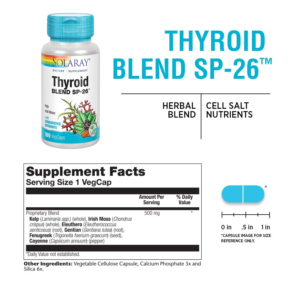 Close-up of SOLARAY Thyroid Blend SP-26 bottle label