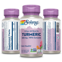Close-up of 95% curcumin label on Solaray Turmeric 300 mg