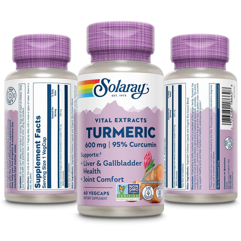 60-day guarantee badge on SOLARAY turmeric bottle