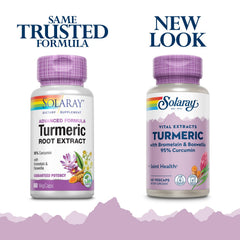 Close-up of SOLARAY turmeric root extract with bromelain and boswellia ingredients