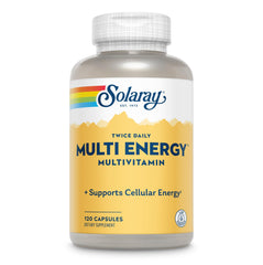 SOLARAY Twice Daily Multi Energy Multivitamin Iron Free bottle front view