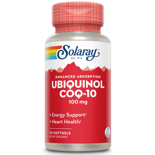 SOLARAY Ubiquinol CoQ-10 bottle label 100 mg 30 softgels
